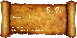 Bade Irén névjegykártya
